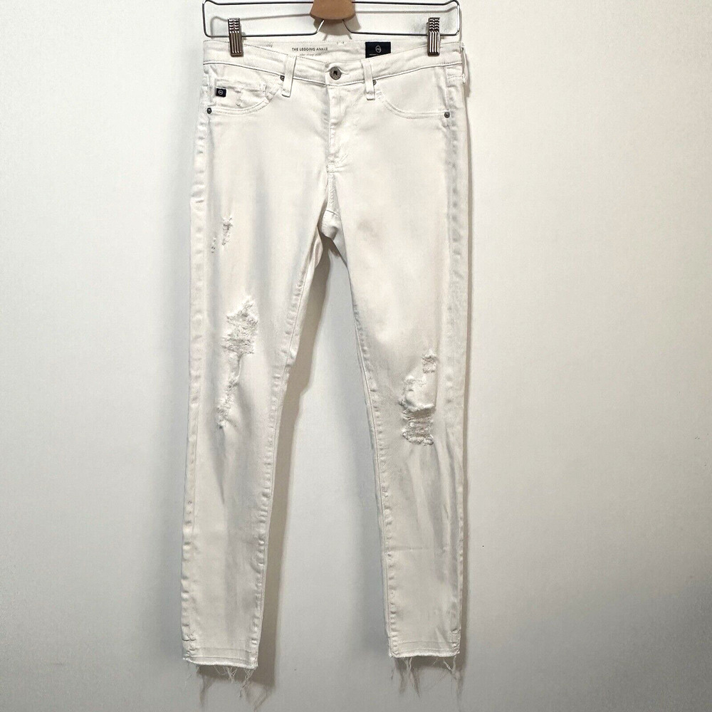 Adriano Goldschmied AG The Legging Ankle White Distressed Skinny Jeans 26R Mid